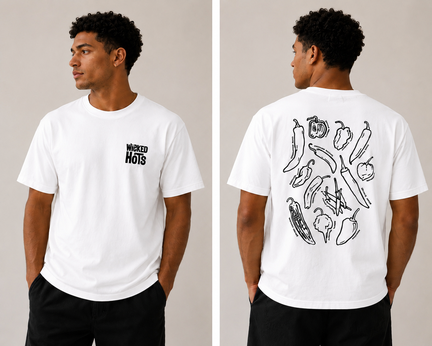 Wicked Hots T-Shirt - "The Chilli Collection" WHITE