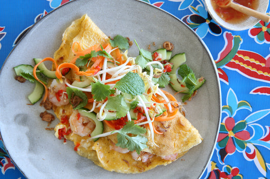 Wicked Hots Recipe Asian Prawn Omelette with Nuoc Cham Dressing