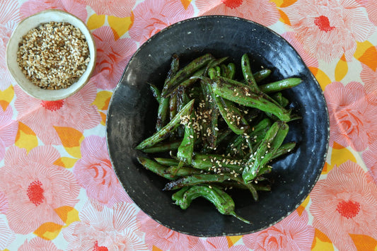 Wicked Hots Recipes Blistered Green Beans and Shishitos with- Sriracha and Miso