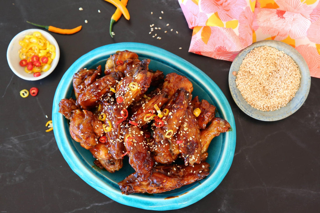 Wicked Hots Recipes Sticky Chilli Chicken Wings with Sweet Chilli Cucumber