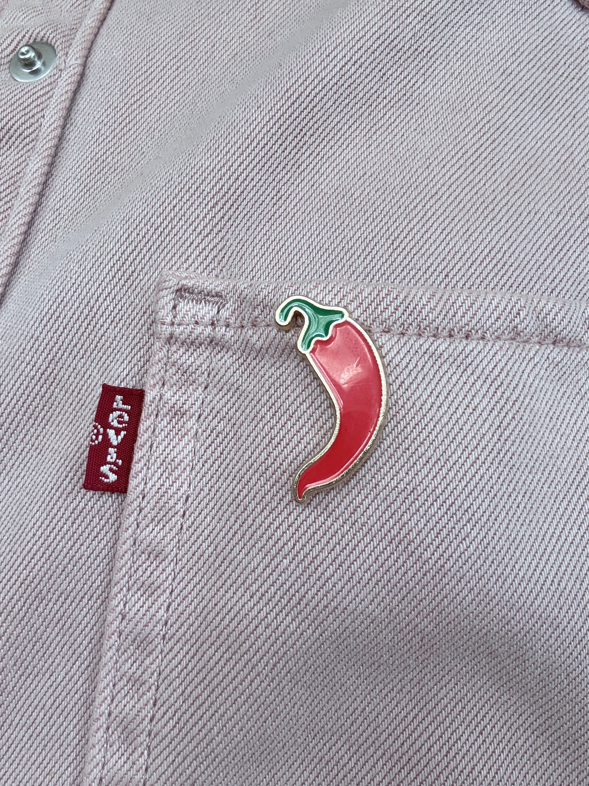 Chilli Pin on a levis shirt for sale
