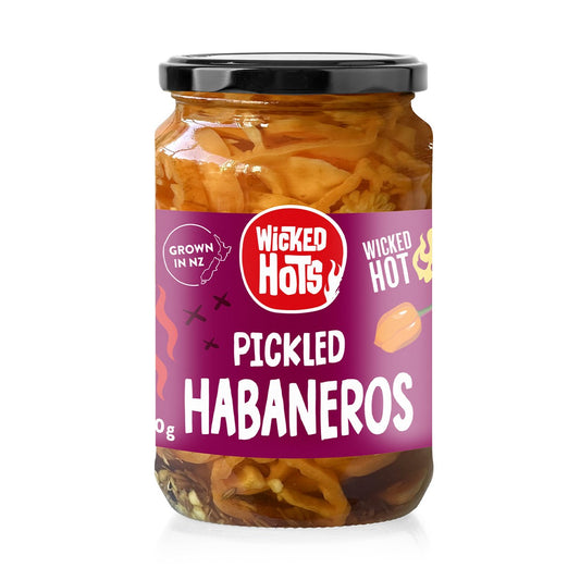 Wicked Hots Pickled Habaneros Pink in Jar