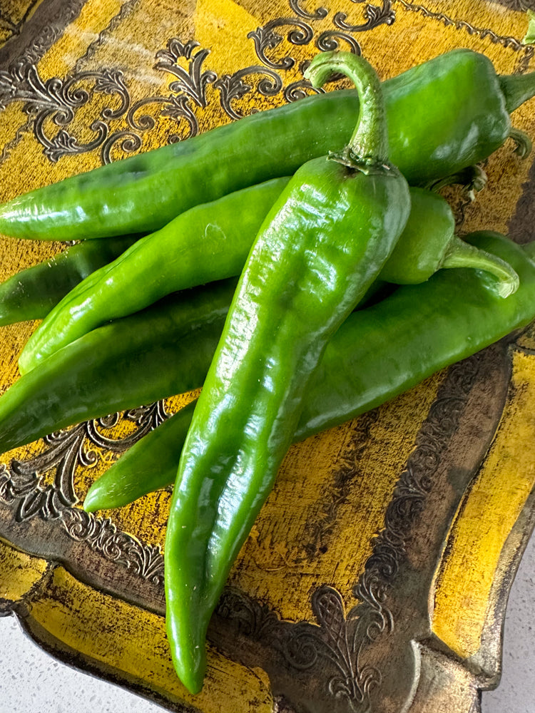 Wicked Hots Fresh Chillies Anaheim Green Bunch on tray