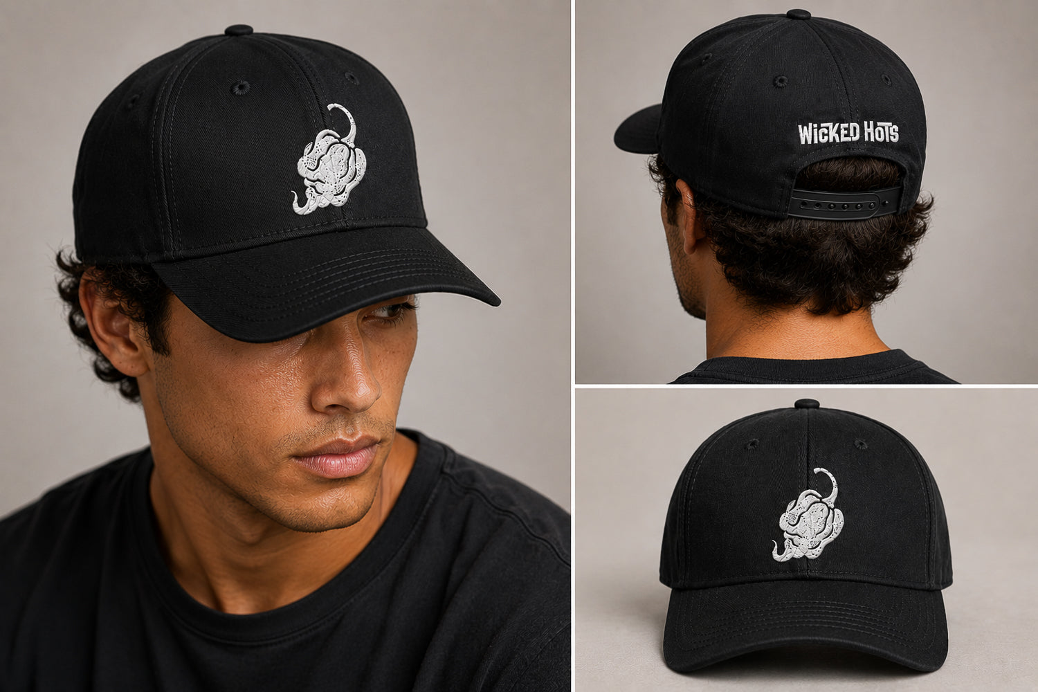 Reaper on front of cap