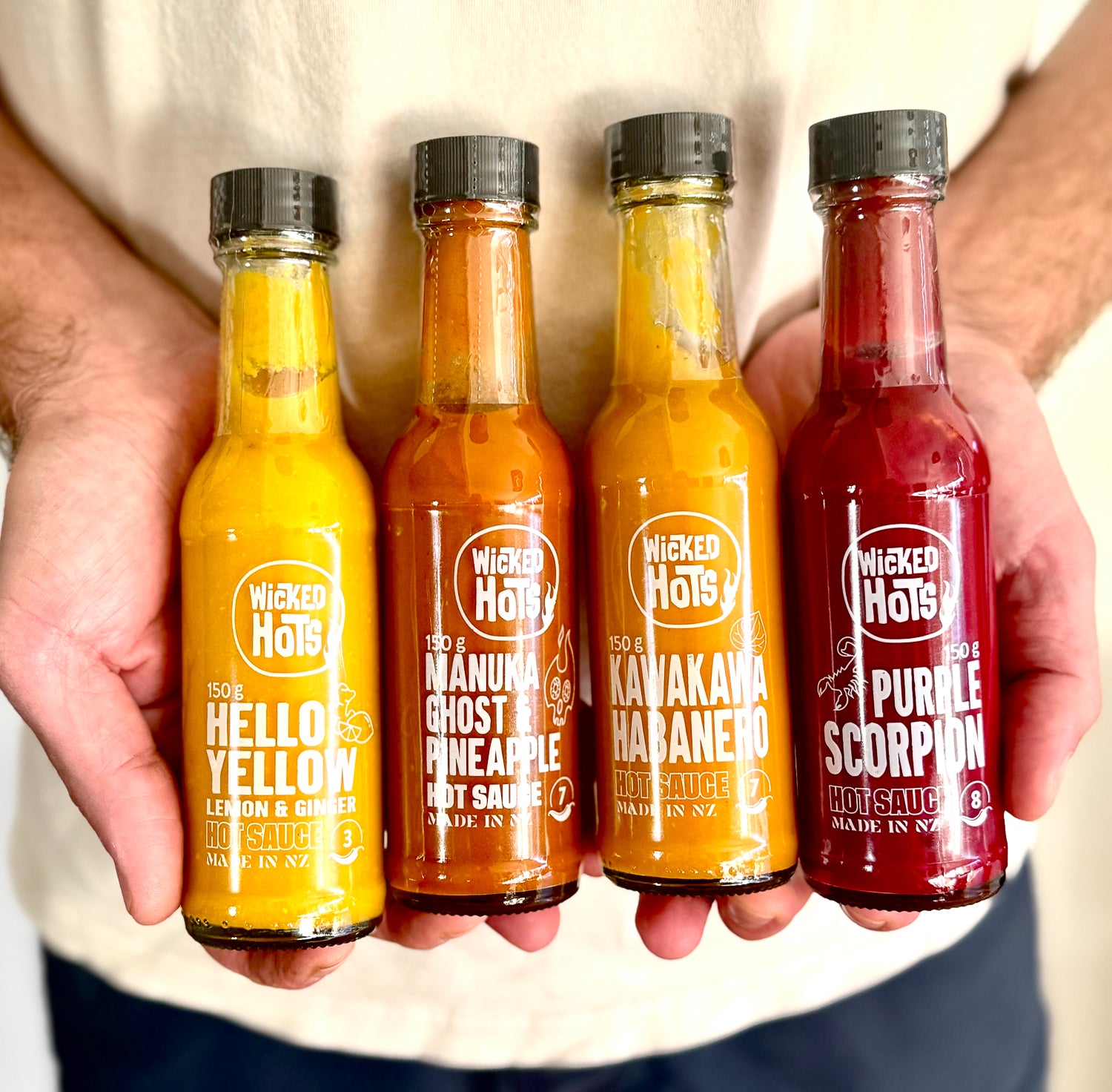 Set of all 4 Wicked Hots Hot Sauces Pack - NOW $44.00