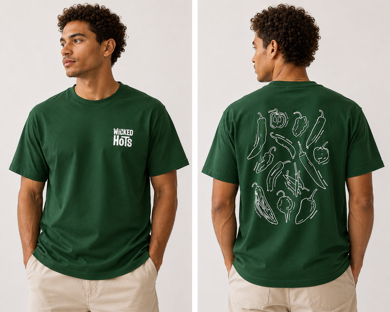 cool green chilli t-shirt nz best chilli present on a model, great gift for fathers day, or Christmas present, cool ideas for gifts