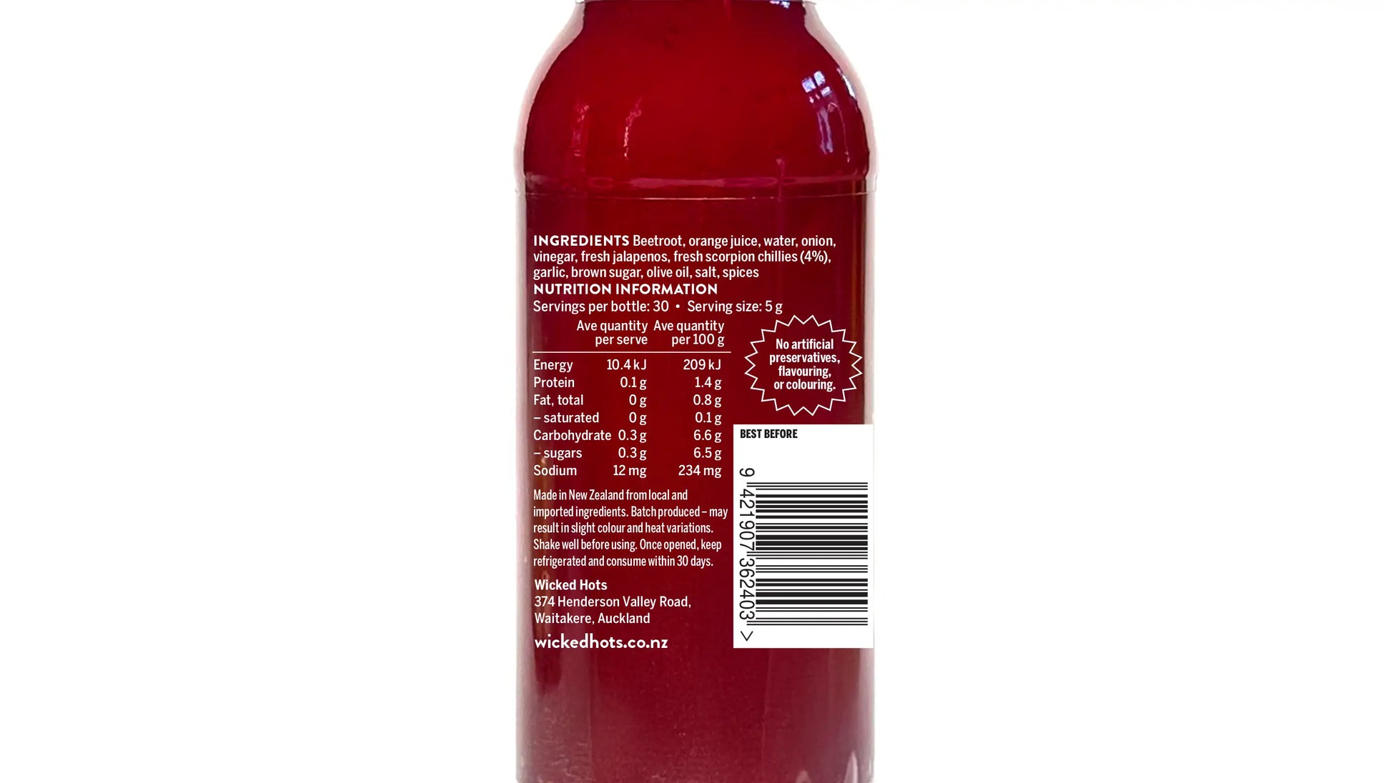Wicked Hots Purple Scorpion Hot Sauce ingredients 